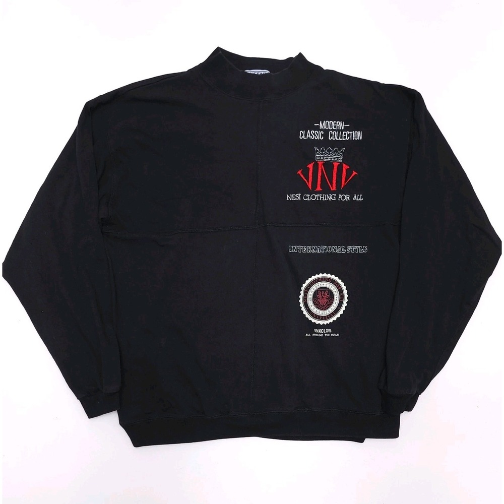 Vincente Nesi Mens Medium Shirt Neo Mode Black Long Sleeve 90s Y2K Vintage